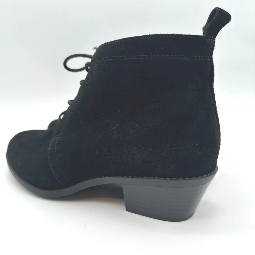 Vionic Andi Black Suede Lace Up‎ Ankle Booties Women's Size 7.5